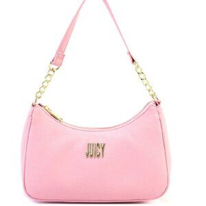 Juicy Couture Shoulder Bag Purse Pouchette Pink Flamingo Pebble Gold Chain NWT